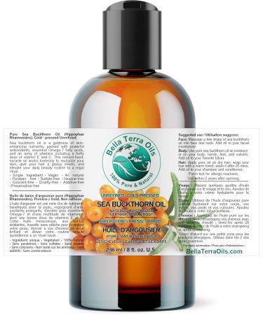 Pure Sea Buckthorn Oil 236 ml Unique Nutrient Blend Nourishing Non-Greasy Radiant Glow for Skin Softness for Hair Bella Terra Oils  - Buy Online on GoSupps.com