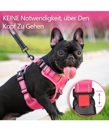 POPOT Reflective Dog Harness for Medium Dogs | Adjustable Softly Padded No-Choke Pet Vest with Control Handle (Pink Size M) - International Shipping Available - Buy Online on GoSupps.com