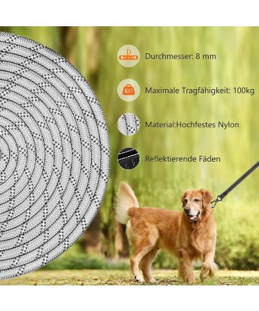 Buy Aystkniet 20m Reflective Bungee Leash for Large Dogs up to 80kg - Lockable Hook & Padded Handle for Day and Night Walking - Buy Online on GoSupps.com