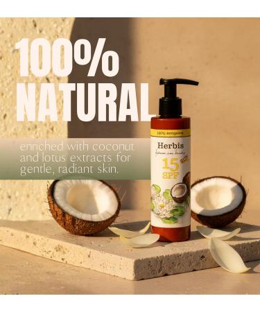 Flos de Herbis Natural sun milk SPF 15 200 ml moisturizing with coconut and aloe vera waterrepellent - Buy Online on GoSupps.com