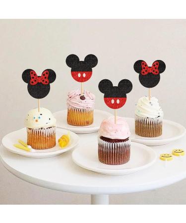 Ercadio 24 PCS Mouse Inspired Cupcake Toppers Glitter Black and Red Mouse Cupcake Picks Baby Shower Kids Boys Birthday Party Cake Decorations Supplies Red Mi Red - Buy Online on GoSupps.com