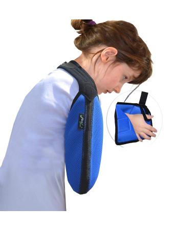 4DflexiSPORT Arm Sling Child (10-11yr) - Blue/Black Trim | Medical Grade | Extra Deep Feel-safe | Easy-fit & Cooling | Ultra-comfort | Includes Smiley Sticker - Buy Online on GoSupps.com