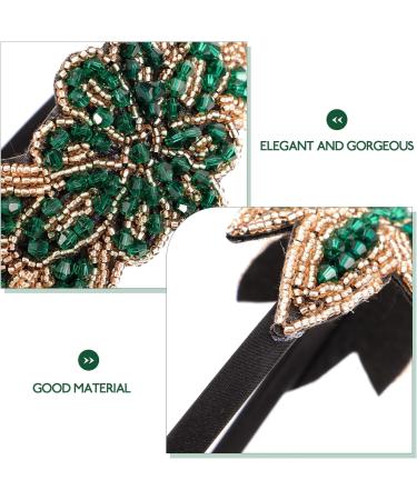 Lurrose Rhinestone Flapper Headband Beads Flower Hair Hoop Vintage Headband for Wedding Tea Party (Green) - Buy Online on GoSupps.com
