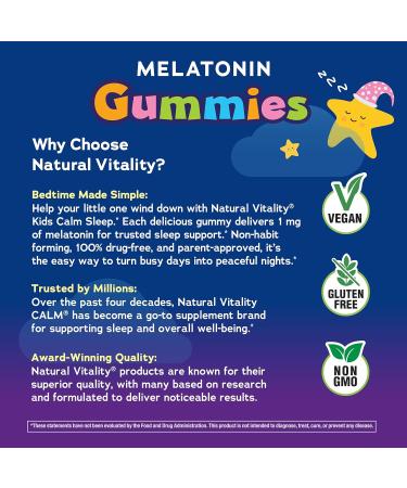 Natural Vitality Kids Calm Sleep Melatonin 1mg Gummies | Nighttime Cherry Flavor | 100% Drug Free | Non-GMO Vegan & Gluten Free Supplement | 90 Count - Buy Online on GoSupps.com