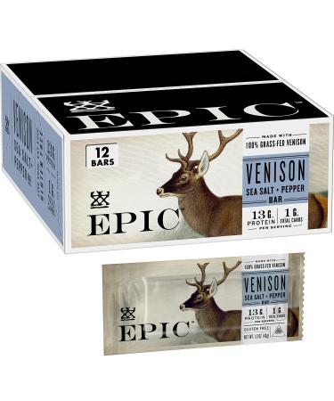 Epic Bar Venison Sea Salt + Pepper Bar 12 Bars 1.5 oz (43 g) Each