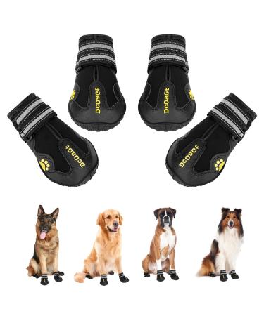DcOaGt Dog Boots for Large Dogs, Anti-Slip Dog Boots & Paw Protectors for Hot Pavement Winter Snow Hiking Walking, Waterproof Breathable and Reflective Dog Booties for Large Size Dogs 4PCS Black Size7:(Width2.68-2.87 inch)Black