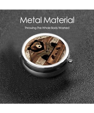 Rustic Lodge Bear Round Pill Box - 3 Compartment Organizer for Purse & Pocket | Portable Travel Pill Box - Buy Online on GoSupps.com
