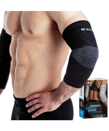 Mava Sports Recovery Compression Elbow Sleeve - Support for Workouts Exercise Arthritis Tendonitis Tennis Elbow and Golfer's Elbow - Bamboo Carbon Fiber Athletic Elbow Compression Sleeve Black M - Buy Online on GoSupps.com