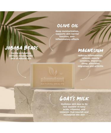 Magnesium Exfoliating Body Bar with Goat's Milk & Olive Oil - Gentle Skin Exfoliator 90g | Hydrate & Soothe Your Skin - Buy Online on GoSupps.com
