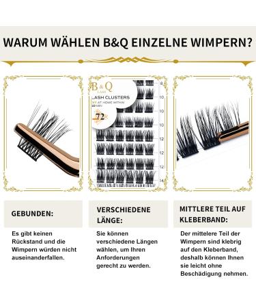 72 PCS DIY Individual Eyelashes - Reusable Wispy Fluffy Extensions for Beginners | B & Q B35 D-12mm - Buy Online on GoSupps.com