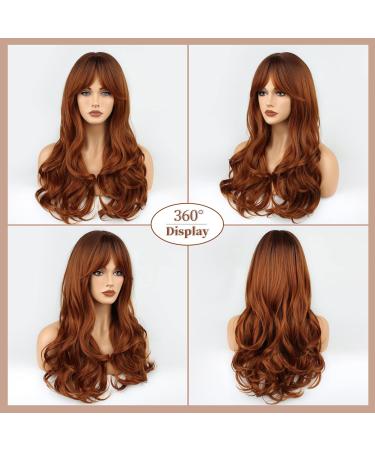 Faelbaty Long Curls Orange Pony Wig - Ombre Brown to Orange for Women | Natural Curly Wig for Party & Cosplay - Buy Online on GoSupps.com