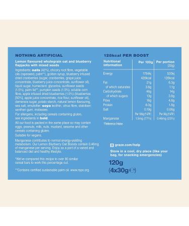 Graze Lemon Blueberry Superfood Oat Square Bites with Baobab 120g - 4 Count Pack - Buy Online on GoSupps.com