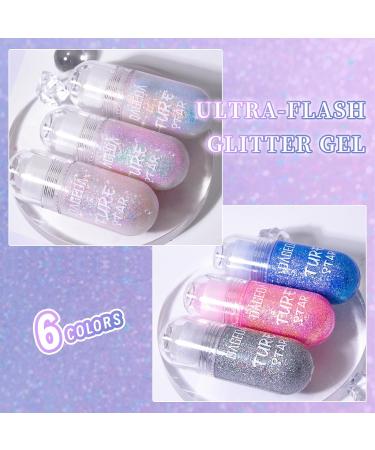 Pheral Roll-On Body Glitter Gel | Mermaid Makeup Festival Rave Accessories | Holographic Face Paint & Hair Glitter | Sparkling Body Shimmer for Halloween & Rave Parties (06 Pink) - Buy Online on GoSupps.com