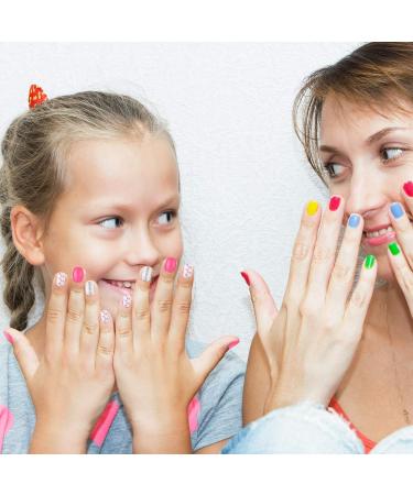 72-Piece Kids False Nails Press-On Kit for Girls - Flower, Dot, Heart Design - Full Cover Short Artificial Nail Set for Children - Buy Online on GoSupps.com