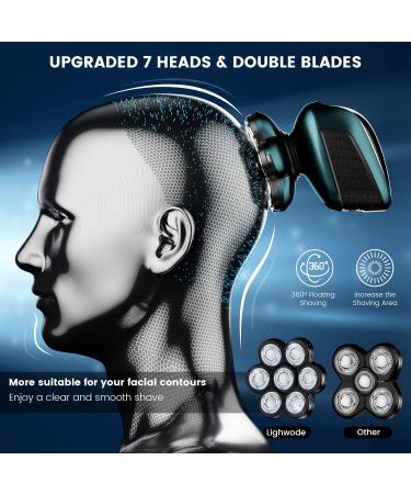 7D Head Shaver for Bald Men | Wyklaus 10-in-1 Electric Razor & Grooming Kit - Waterproof, LED Display, Anti-Pinch, Green - Buy Online on GoSupps.com