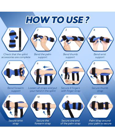 Resting Hand Splint Right & Left - Night Support for Carpal Tunnel Finger Contractures & Arthritis Recovery - Buy Online on GoSupps.com