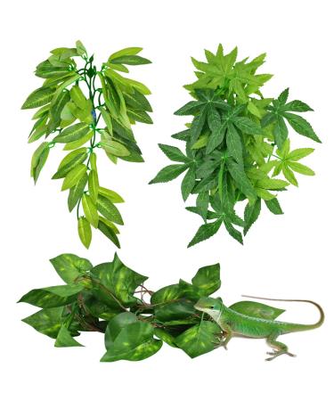ERKOON Artificial Plastic Plant 3 Pieces Set Reptile Habitat and Aquarium Fish Terrarium Decor - Buy Online on GoSupps.com