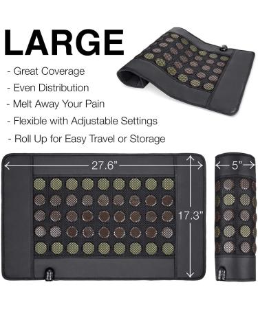 Far Infrared Heating Pad Mat for Back, Neck, Shoulders, Cramps - Pain Relief with Natural Jade and Tourmaline - Auto Shut Off, Smart Timer, Heat Settings - 28 x 17.3 - AC Powered - 1 Count - Buy Online on GoSupps.com