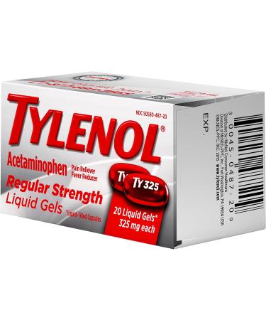 Tylenol Regular Strength Liquid Gels - 20 Count | Fast Pain Relief - Buy Online on GoSupps.com