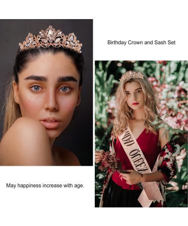 Rose Gold Birthday Crowns for Women - Aprince Tiara Set for Girls | Queen Crown for Wedding, Prom, Halloween - Buy Online on GoSupps.com