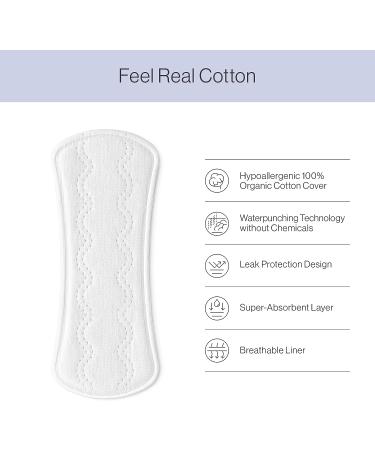 SANDIS Organic Cotton Panty Liners for Women - 36 Count | Ultra Thin Menstrual Feminine Pads with Super Absorbency and Leak Protection - Buy Online on GoSupps.com