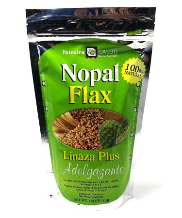 Nuestra Salud Nopal Flax Seed Original Meal Plus - Milled Flax Seed for the Maintenance of Good Health - 1lb/ 454g - 100% Natural Blend of Ground Linaza Seed and Superfoods (Original)