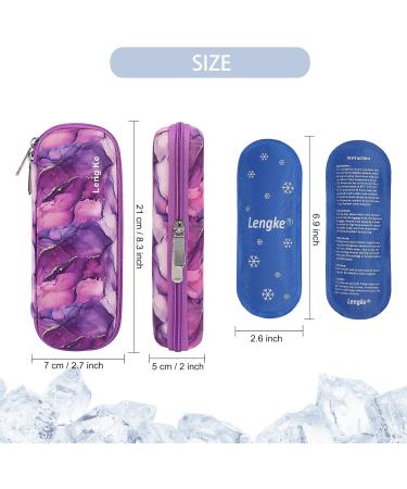 Bomkee Insulin Pen Bag | Cooling Medication Bag for On-the-Go Diabetes | Holds Insulin Pens & Glucose Meters | Includes 2 Fridge Packs - Marble Violet - Buy Online on GoSupps.com
