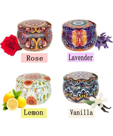 Fragrance Candles Aromatherapy Gift Set - Rose Lavender Vanilla & Lemon - 4 Large Natural Wax Candles for Stress Reduction - Perfect Spa & Yoga Gift for Women - Buy Online on GoSupps.com