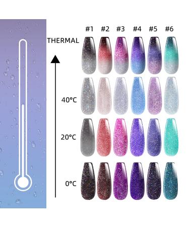 HOMOST Color Changing Reflective Glitter Diamond Gel Nail Polish Set - 6 Sparkling Colors Kit - Buy Online on GoSupps.com