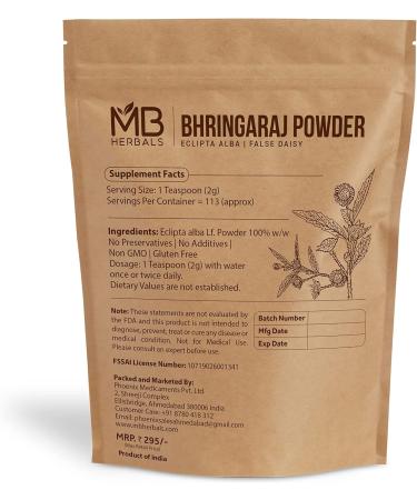 MB Herbals Pure Bhringraj Powder 8 oz - 100% Pure Eclipta Alba Powder for Hair Growth - Buy Online on GoSupps.com