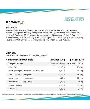 Sven Jack Energy Cake - Banana 24x125g | High-Calorie Endurance Bar for Athletes | Protein-Rich Low Sugar Oatmeal Fitness Snack - Buy Online on GoSupps.com