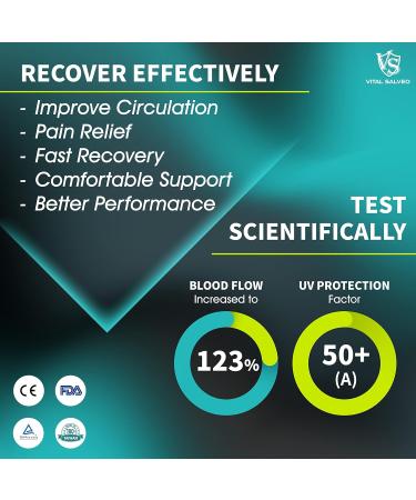 Vital Salveo Germanium Recovery Compression Full Leg Knee Sleeve - Medium Black - 1 PC | Joint & Arthritis Support for Basketball & Football - Buy Online on GoSupps.com