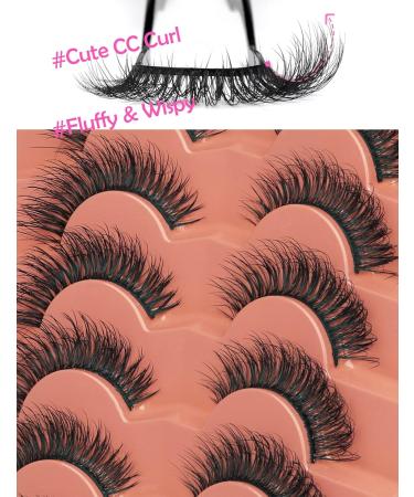 Goddenus I-Spiky Natural Mink Fluffy Wispy Cat Eye Lashes 16mm - 7 Pairs CC Curl Flat Short Strip Eyelashes for Extension-Like Look - Buy Online on GoSupps.com