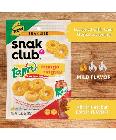 Snak Club Tajin Mango Rings - Sweet and Spicy Gummy Snacks | Vegan Gluten-Free | Mild Heat, Bold Flavor | 2.5oz Grab 'n Go (12 Pack) - Buy Online on GoSupps.com