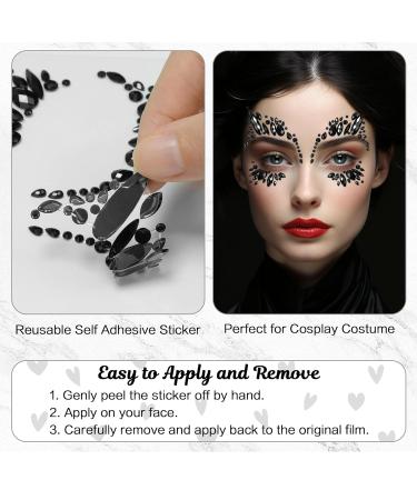 U-Goforst Black Face Gems Stick On - Self-Adhesive Rhinestone Stickers for Halloween Makeup & Festival Costumes - Buy Online on GoSupps.com