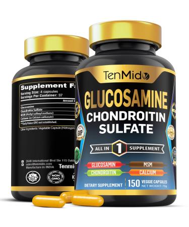 Tenmido Glucosamine Chondroitin MSM Supplement for Men and Women - 4in1 Formula - Joint & Bone Health Support - 150 Capsules