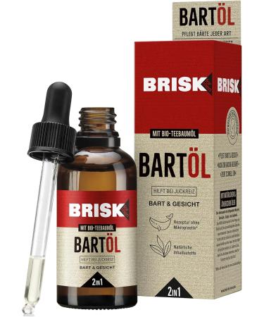 Brisk 2in1 Beard Oil for Men | Organic Tea Tree Oil | 50ml - Softens Beard & Nourishes Skin | Non-Greasy Facial Care & Shaving Solution - Buy Online on GoSupps.com