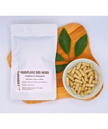 Passionflower 400 Capsules 400 mg 100% Vegetable Shell - Food Supplement