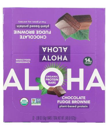 Aloha Chocolate Fudge Brownie Protein Bar Plant Based Non GMO 1.98 Ounces (Pack Of 12) - Buy Online on GoSupps.com