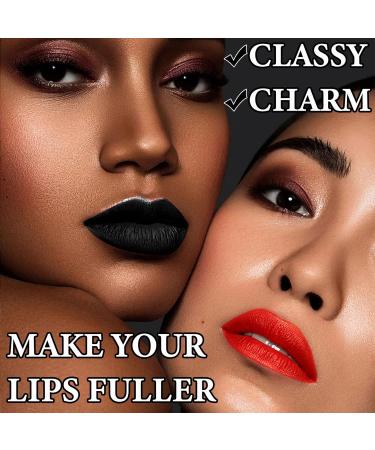 3 Colors Matte Liquid Lipstick Set - Long Lasting Waterproof Lip Gloss for Women | Halloween & Cosplay Makeup in White Red Black - Buy Online on GoSupps.com