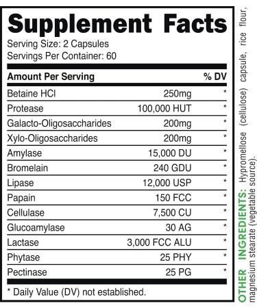 Bucked Up Digestive Enzymes (1500 mg) Essentials (60 Servings 120 Capsules) - Buy Online on GoSupps.com