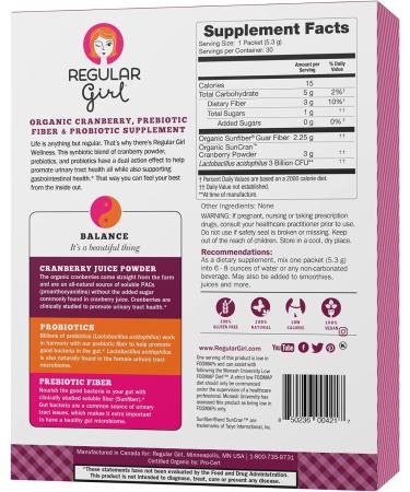 Regular Girl Wellness - Organic Cranberry Prebiotic Fiber & Probiotic Supplement | 30 Servings - Buy Online on GoSupps.com
