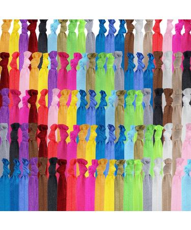100pcs Colorful Elastic Hair Ties Candy Color Ribbon No Crease Ponytail Holder Yoga Twist Elastics Bands Bracelet or Hair Ties for Women Girls' Hair Accessories