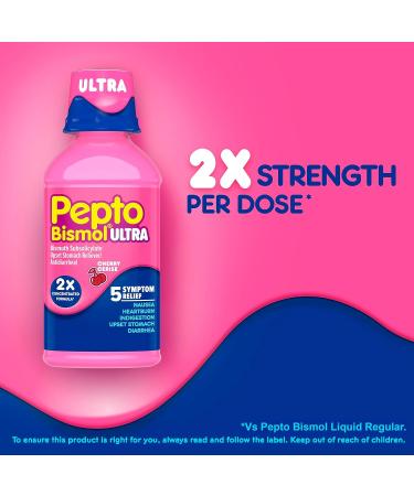 Pepto Bismol Extra Strength Liquid 2X Concentrated Formula Upset Stomach Relief Diarrhea Relief Heartburn Nausea Indigestion Upset Stomach Cherry Flavour 12oz /350mL Cherry 350 mL (Pack of 1) - Buy Online on GoSupps.com