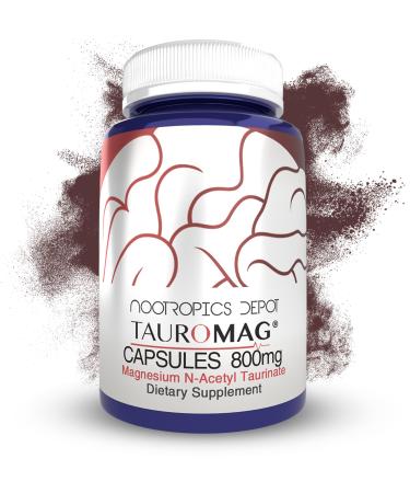 Nootropics Depot Tauromag Capsules | 800mg Magnesium N-Acetyl Taurinate | 30 Count 30 Count (Pack of 1) 30