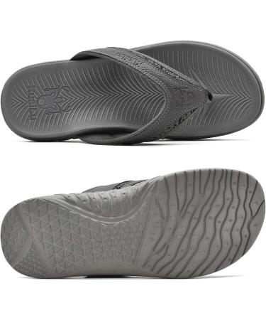KuaiLu Men's Leather Orthotic Flip Flops with Arch Support for Outdoor Summer - Comfortable Sandals for Plantar Fasciitis - Buy Online on GoSupps.com