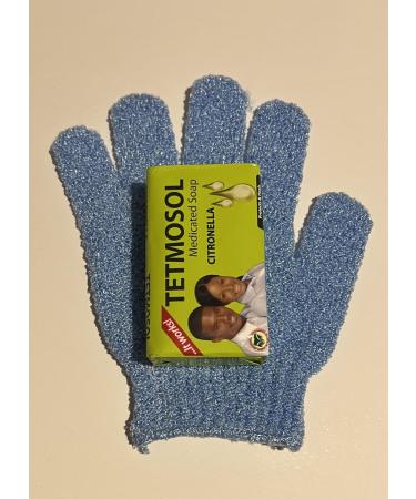 Tetmosol Soap 75g Plus 1 Exfoliating Nylon Bath Glove green