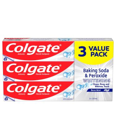 Colgate Baking Soda and Peroxide Whitening Toothpaste Brisk Mint - 120ml 3 Pack