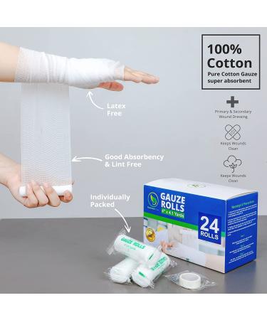 Sanitized Care Gauze Rolls - Pack of 24, 4x4.1 Yards, Premium Quality Conforming Bandages - Buy Online on GoSupps.com