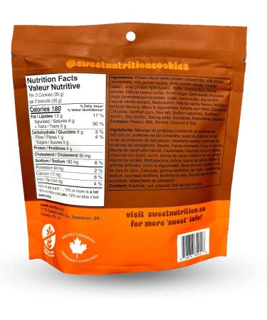 Sweet Nutrition Protein Cookies Chocolate Peanut Butter High Protein Gluten Free Low Carb (6 bags/box) - Buy Online on GoSupps.com